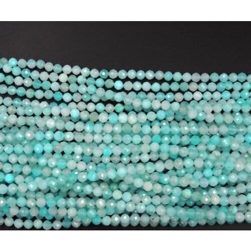 Wholesale 1string natural Amazonite Beads 2mm 3mm 4mm Faceted Tiny Spacer Gem Beads For jewelry making full 15.5"