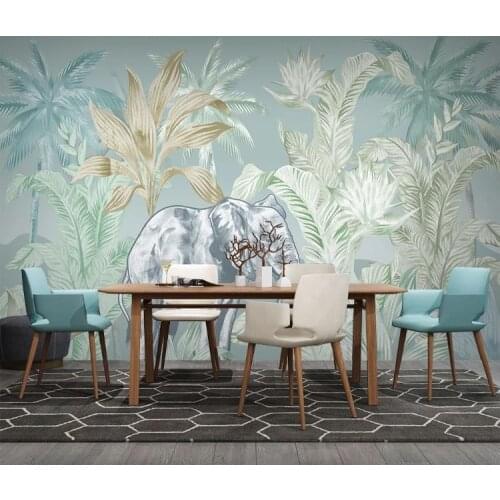 Custom Wallpaper 3d Hand Painted Forest tropical plants 3D Living room Bedroom Background TV Background Wallpaper mural
