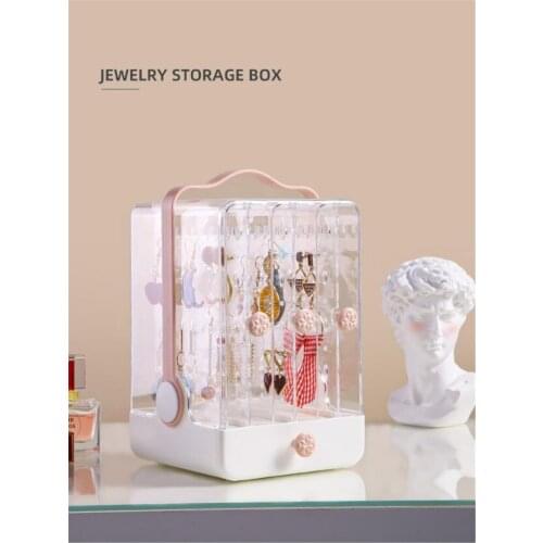 Transparent dustproof earring display stand, creative portable jewelry box, necklace storage box