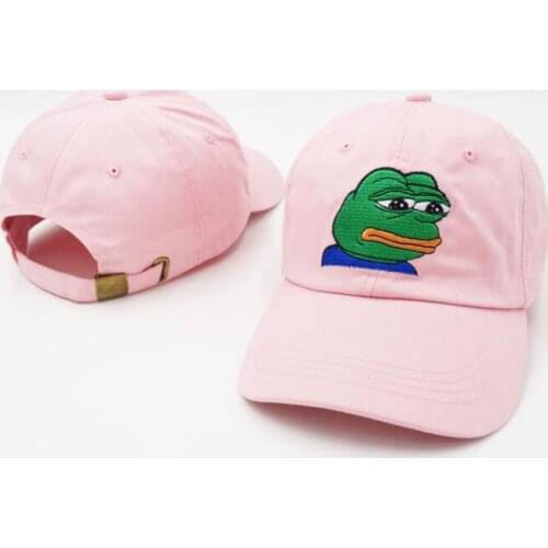 Sad Frog Embroidery Adjustable Baseball Cap