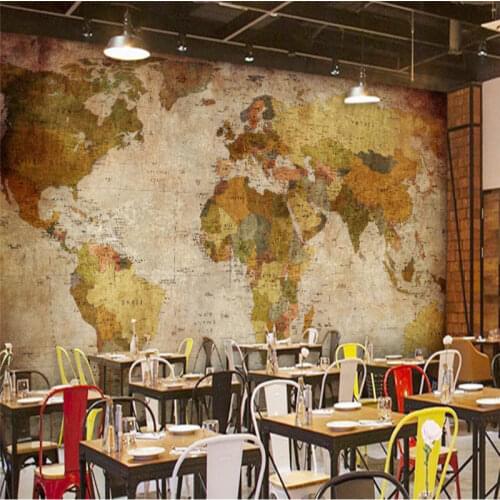 Retro Nostalgic World Map Nautical Parchment Background 3D Photo Wallpaper Cafe Hotel Restaurant Wall Decor Mural Wall Paper 3D