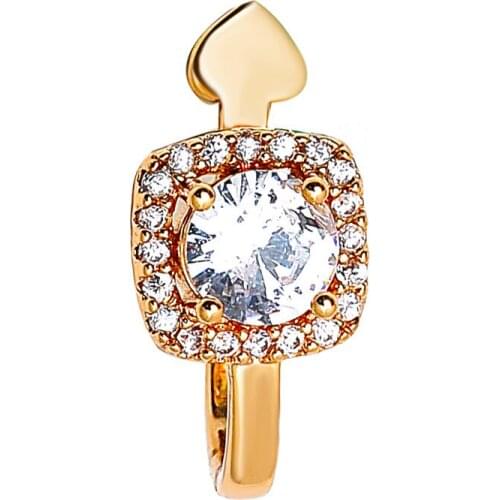 Square Crystal Earrings Vintage Gold Silver Color Ear Clip Earrings For Women Earing Without Hole Jewelry Fake Earings S62