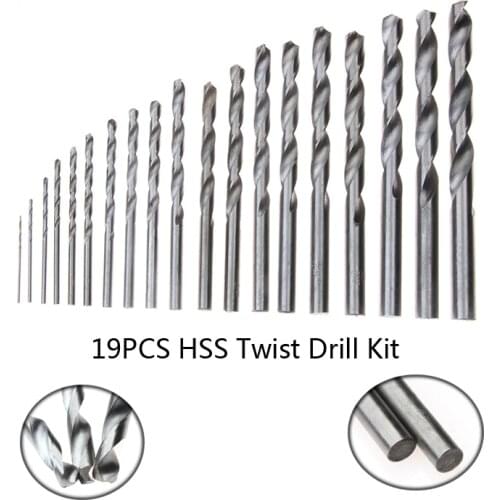 ZENHOSIT Titanium Coated HSS Twist Drill Bit 19PCS Straight Round Shank for Metal Drilling Power Tool Accessories 1-10mm Kit