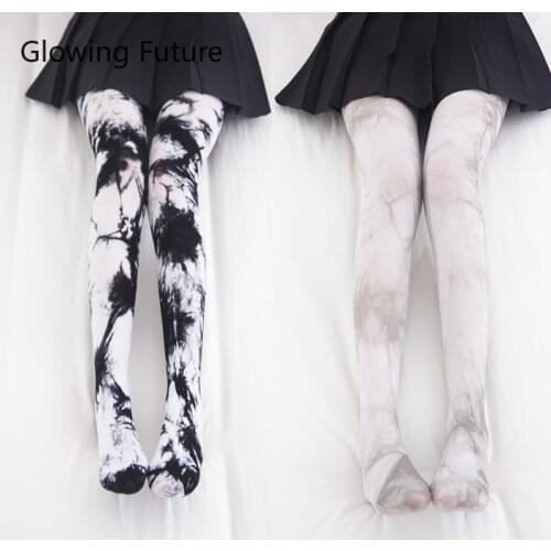 Glowing Future Personality Women Socks Fashion Sexy Tights High Stockings Halloween Tattoo Pantyhose Hip Hop Knee High Socks