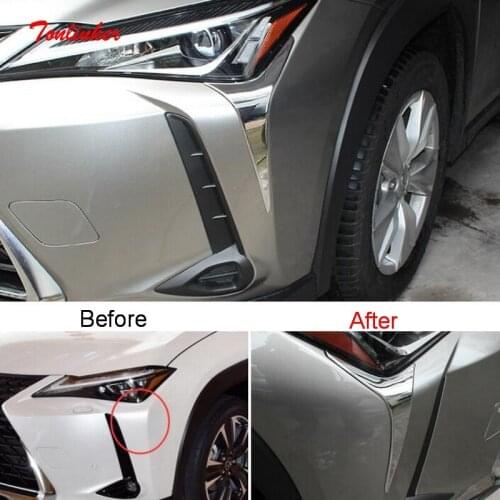 Tonlinker Exterior Front Headlight Eyebrow Cover case Stickers for Lexus UX 2019-20 Car Styling 2 PCS ABS Chrome Cover stickers