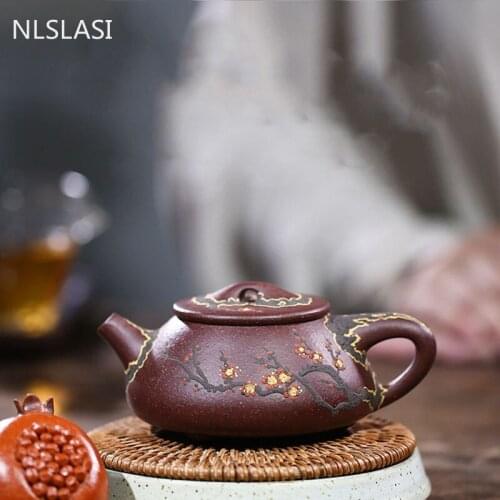 Creativity Yixing Purple Clay Tea Pots Raw Ore Stone Scoop Teapot Household Filter Kettle Chinese Tea Ceremony Accessories 160ml