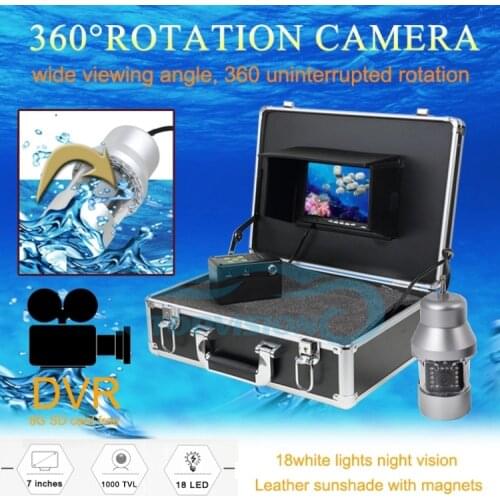 Video Water Camera Recorder Fishing Rotation Cam Night-vision 7inch Ice Fish Finder System 18 LED Waterproof Underwater Camera
