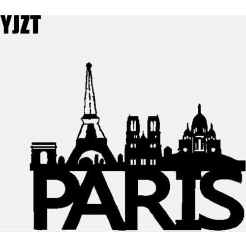 YJZT 16CM*12.6CM Car Sticker Vinyl Decals Paris City Skyline Buildings Beautiful France Black/Silver C3-1885