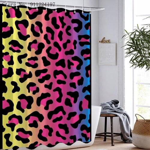 Color Leopard Printed Shower Curtain Bathroom Curtains Waterproof Fabric Home Partition Screen Living Room Bathtub Curtains Sets