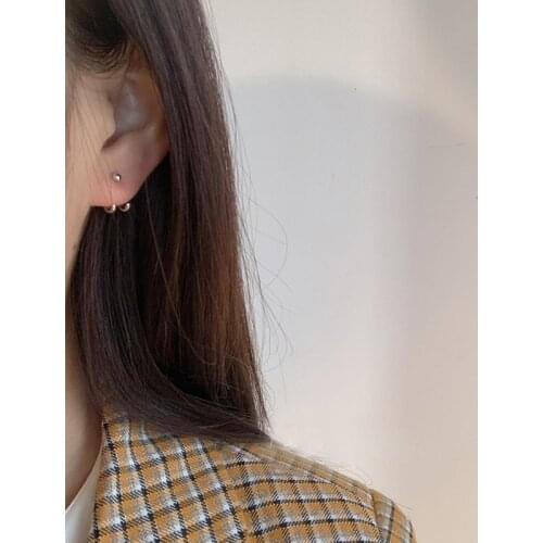 925 Sterling Silver Female High-end Double-line Hook Earrings Unisex New Simple And Compact Fashion All-match Super Cool Girl