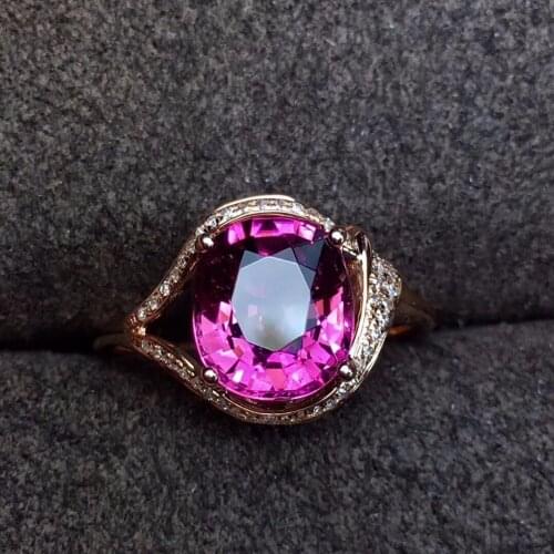 Red Tourmaline Ring 2.7ct Pure 18 K Gold Jewelry Natural Rubi Tourmaline Gemstones Diamonds Female Rings for Women Fine Ring