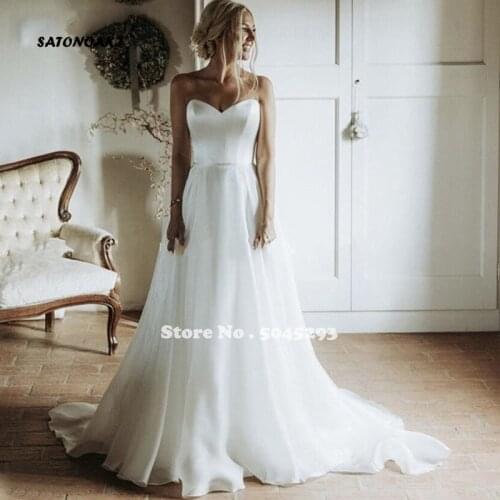 Simple Sweetheart Wedding Dress Sleeveless White Chiffon Backless Bridal Gown A Line Princesa Vestido De Novia Mariage Undefined