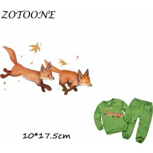 ZOTOONE Cute Warm Fox Patches Iron on Transfer Patches for Clothing Beaded Applique Clothes DIY Animal Accessory Decoration D