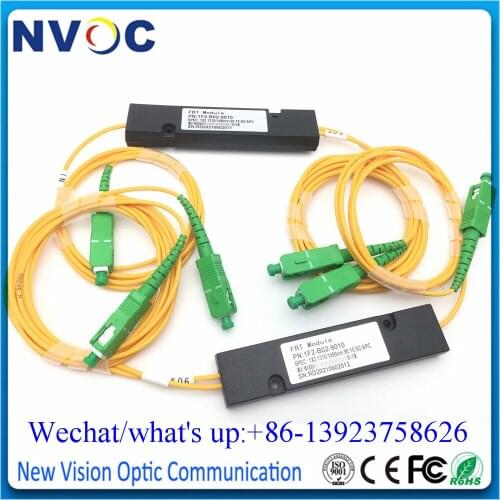 2Pcs 10/90 1X2 1310/1550 Fiber Optic FBT Coupler,Single Mode,DW,2.0/3.0mm,1M,90*20*10 ABS Package with SC/FC/ST/LCAPC Connector
