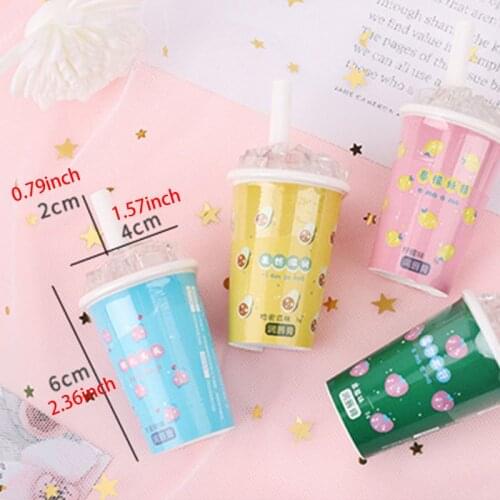 2021 New Creative Kid Cute Cartoon 3D Ice Straw Cup Shaped Lipstick Moisturizing Lip Balm