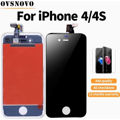 3pcs/lot LCD Pantalla for iPhone 4s Display Touch Screen Digitizer Replacement Assembly+Tempered Glass White/Black No Dead Pixel