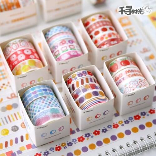 5Pcs/Set Strawberry Washi Tape,Solid Color Masking Tape,Decorative Adhesive Tape Sticker Scrapbooking Stationery Free shipping