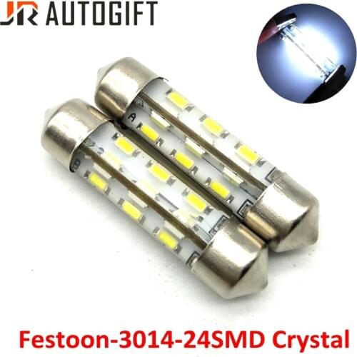 50PCS 12V white New LED interior lights Festoon 31/36/39/41mm 3014 24SMD 3014 Crystal Dome lights