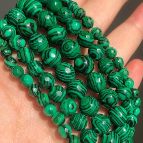 Natural Stone Beads Malachite Stone Jewelry Round Loose Spacer Beads Handmade Jewelry Making Supplies 4/6/8/10/12mm