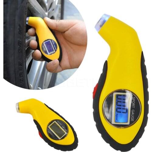 Car Motorcycle Digital Tire Pressure Gauge Tire Pressure Measuring Device Alarm LCD Display LED Lamp Nozzle Portable Auto TPMS