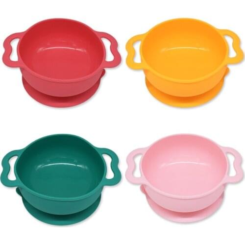 Baby Silicone Feeding Bowl Waterproof Child Plates and Dishes Suction Bowl Wood Spoon Non-Slip Tableware Dinnerware Set Plates