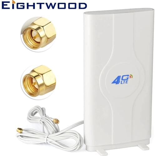 Eightwood 4G LTE Dual SMA Male MIMO Panel Antenna for 4G LTE Wireless Router Gateway Mobile Cell Phone Signal Booster Amplifier