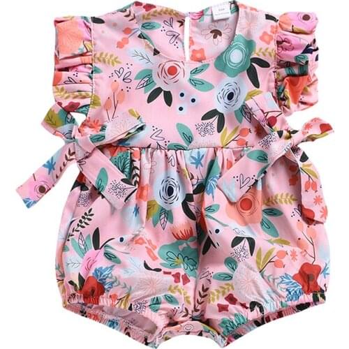 2019 Newborn Baby Girl Flower Ruffle Romper Sleeveless Jumpsuit Outfit Clothes Baby Clothing