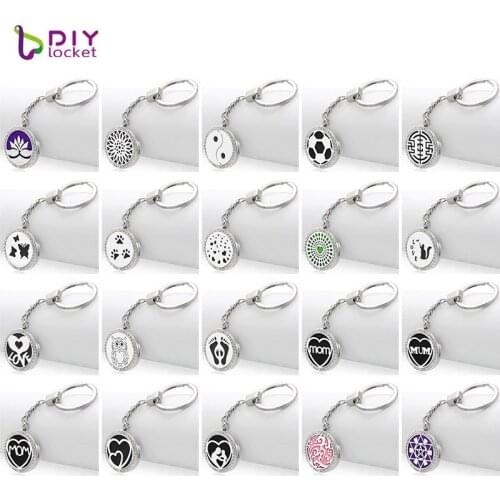 Crystal 316 Stainless Steel Essential Oil Keychain Diffuser Locket 30mm Aromatherapy Keychain Wholesale AB121-140-Y01