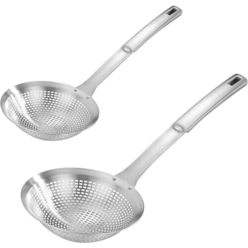 Hot Skimmer Ladle,304 Stainless Steel Skimmer,14.5 Inches & 18 Lnches for Everyday Frying Steaming(2 PCS)