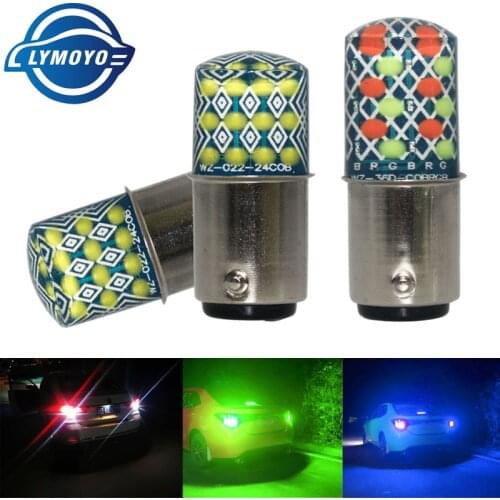 LYMOYO 2PCS car 1157 bay15d Strobe Flash 24SMD RGB Silicone Reverse Light Brake Light stop Parking Light Stop Light DC12V