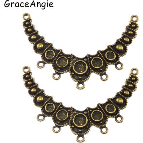 10Pieces)Moon Shape Vintage Antique Bronze Look Neckalce Imitation Connector Charm Drops Jewelry Findings 64*12mm Handmade Gift