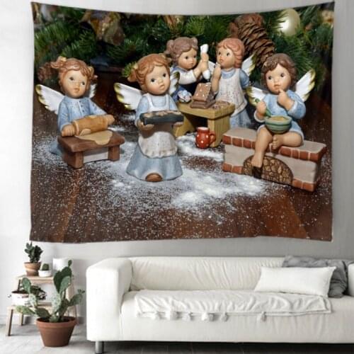 Christmas tapestry angel art ornaments Christmas home decoration 2021 New Year wall covering tapestry decoration