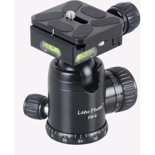 XILETU FB-0 Aluminum Tripod Ball Head Ballhead Quick Release Plate Pro Camera Tripod Max load to 15kg