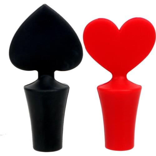 Silicone Poker Shaped Wine Stoppers Wine Bottle Sealer Cap Wine Beer Bottle Cork Stopper Plug Leakproof Bar Tools For Beer