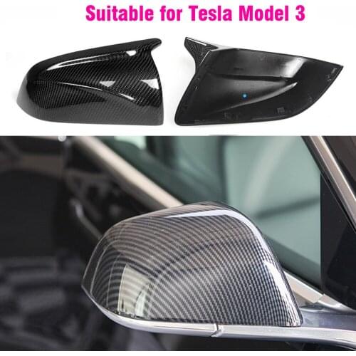 Replace Covers For Tesla Model 3 ABS Carbon Fiber Color Mirror Caps Protection 2017 2018 2019 2020