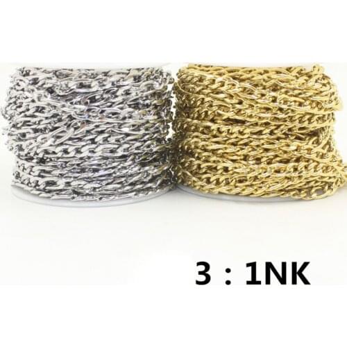 REGELIN Gold/Silver/Rose Gold Tone 3-4.5mm Width Rolo Cable 3：1NK Chain Stainless Steel Gold Link Chain For Necklace Making