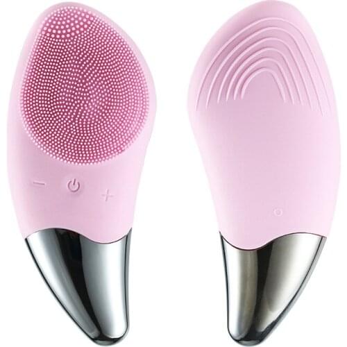 Ultrasonic Vibration Facial Cleansing Brush Silicone Sonic Face Cleaner Deep Pore Massager Face Cleansing Skin Care Brush