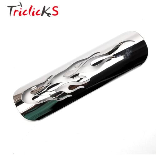Triclicks Universal Motorcycle Exhaust Muffler Pipe Heat Shield Cover Heel Guard Chrome For Kawasaki Yamaha Honda Dirt Bike