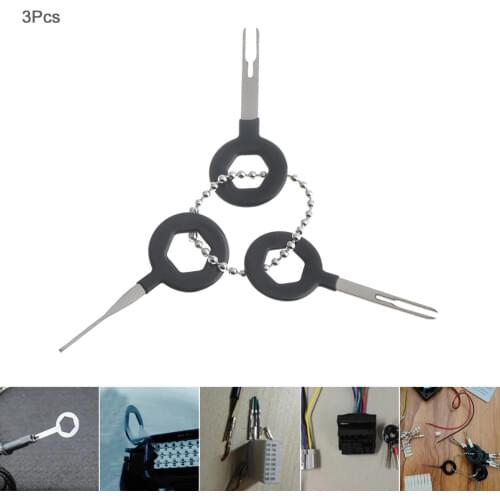 3PCS Universal Stainless Steel+PVC Car Harness Wiring Crimp Connector Plug Terminal Removal Tool Kit Accessories