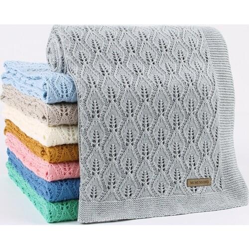 Knitting Toddler Blanket Newborn Swaddle Wrap Throw Blanket Super Soft Warm Multi Color Hollow Baby Sleeping Blanket