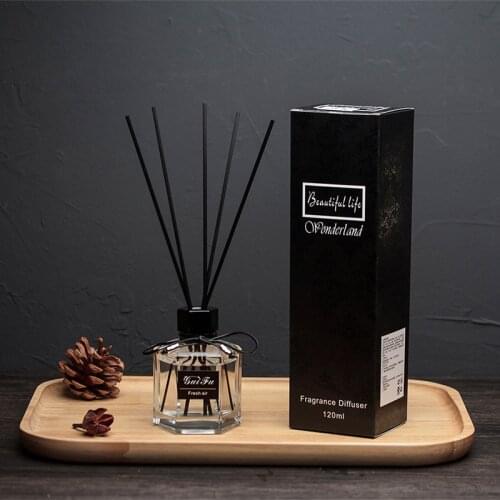 1PCS 120ml Hexagon No Fire Aromatherapy Bottle Set Reed Oil Diffusers with Fiber Sticks Purifying Air Aroma Diffuser Set