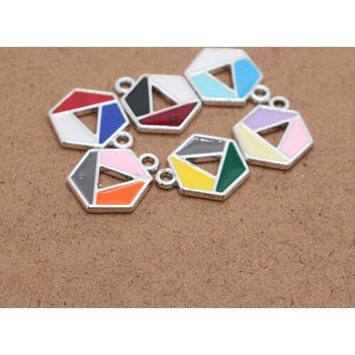 10pcs 22x20mm Hollow Hexagon Alloy Enamel Charms Geometric Simple Earrings Keychain Pendant Diy Mix Charms For Jewelry Accessory