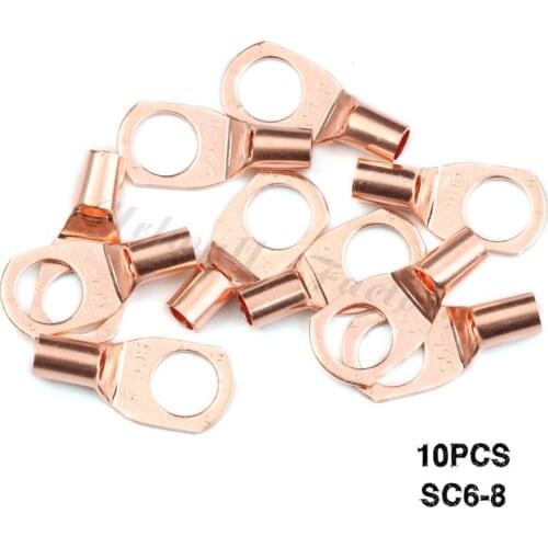 10Pcs/Set SC6-8 SC Bare Terminals Tinned Copper Lug Ring Seal Wire Cable Crimped/Welding Connectors Assorted Kit