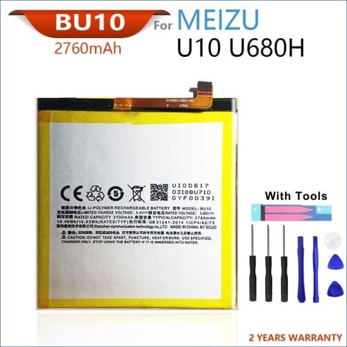 100% Original 2760mAh BU10 For Meizu U10 U680H Phone High quality Batteries With Tools+Tracking Number