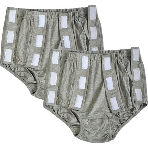 2pcs Reusable Incontinence Briefs Snap-On Underpants Pants Cotton Underwear Washable for Adults Men, Easy to Wear XXL