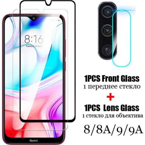 2in1 Full Cover Screen Protector + Camera Lens Protective Glass for Xiaomi Redmi 8 8a Pro Dual 9 9a 9c Redmi9 Tempered Glas Film