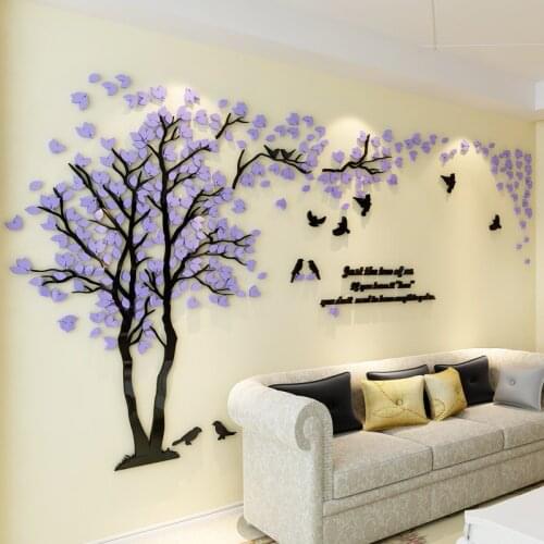 3d Wall Sticker Love Tree with Bird Rabbit Decals Wall Living Room Decoration Acrylic Wall Stickers Tv Background Wallpaper L