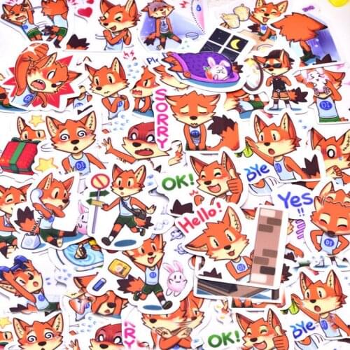 40pcs Cute Cartoon Animal foxs stickers for Car Styling Bike Motorcycle Phone book Travel Luggage toy Funny Sticker Bomb Decals