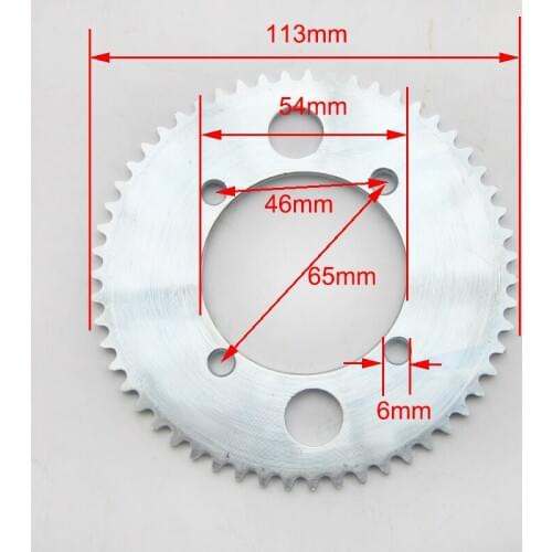 55 Tooth 54mm Rear Chain Sprocket for Small Dolphin Electric Scooter Mini Moto fit 25H Chain