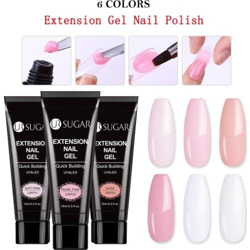 UR SUGAR Nail Acrylic Nail Gel Pink White Clear Crystal Builder UVLED Gel Enhancement Slip Solution Quick Extension Tips